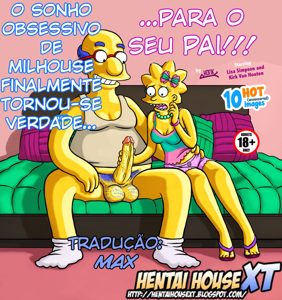 Milhouse Gozando na boca da Lisa Simpsons